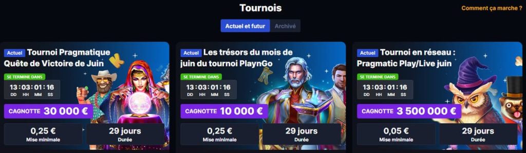 BetFlare Casino tournois
